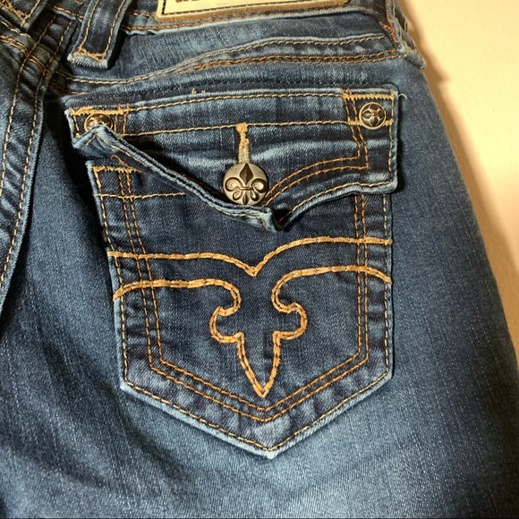Rock revival Jessica low rise skinny jean sz 26 Embroidered back flap pockets - Picture 8 of 16